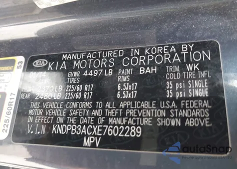 2014 Kia Sportage Lx from USA, damaged, VIN KNDPB3ACXE7602289